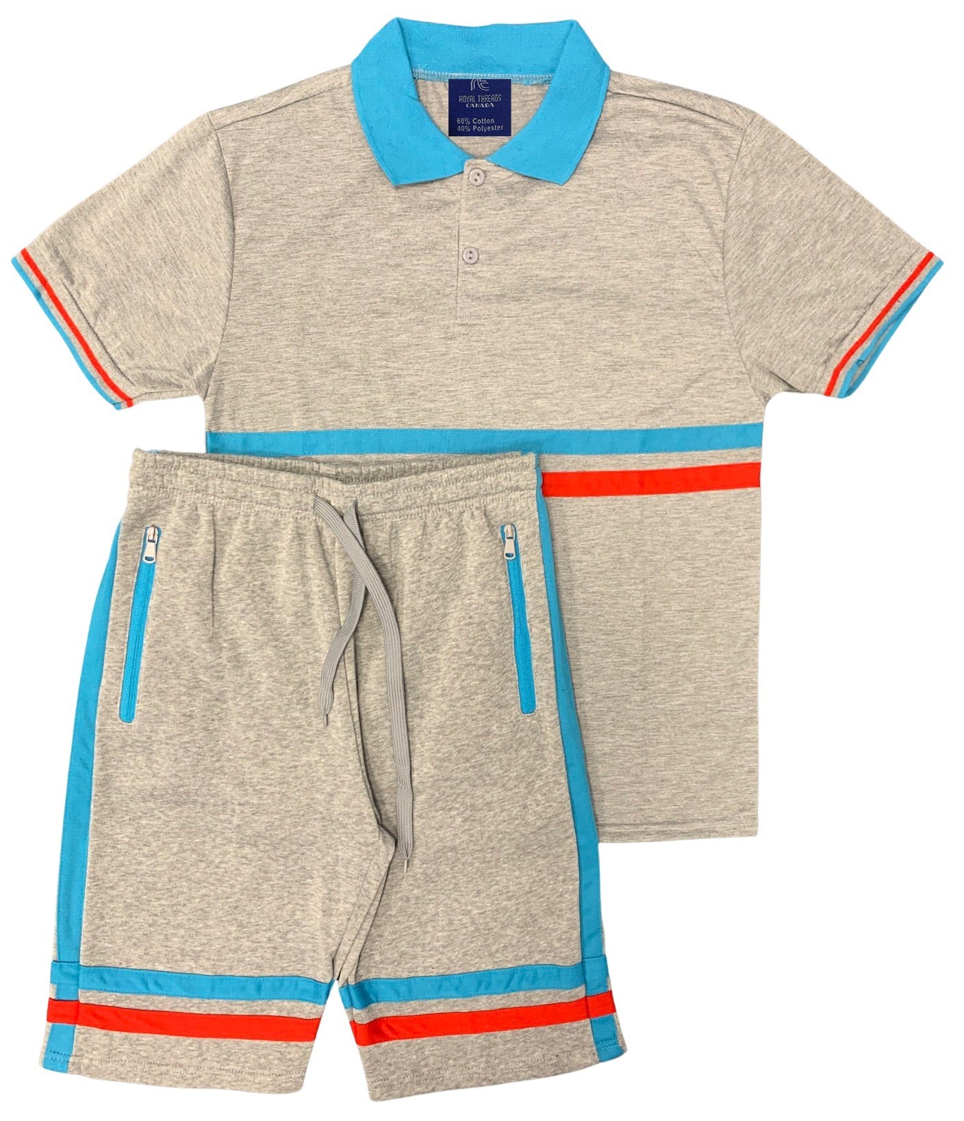 Men’s 2-Piece Short Set with 2 bottom down Shirt and Soft Fleece Summer Shorts Matching Outfit