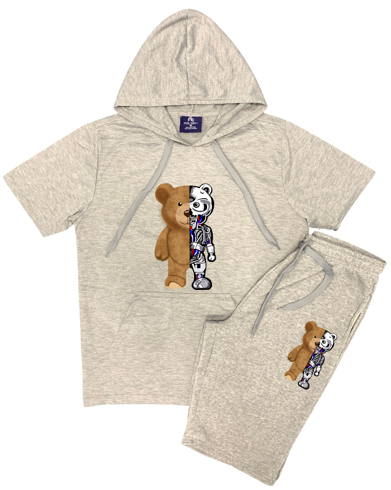 Men's 2 Piece Short Set Teddy Bear Design Summer Outfit