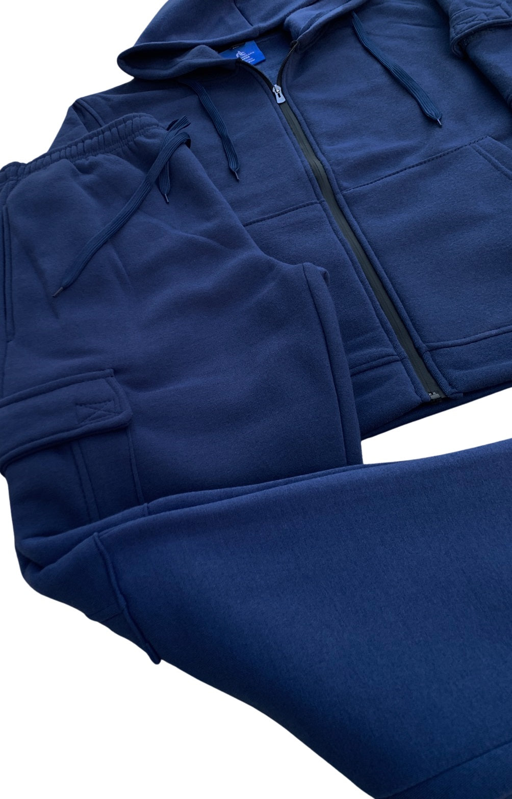 Men Fleece Jogger Sweatsuit with utility Cargo Pockets Sweat jacket and Sweatpants Outfit