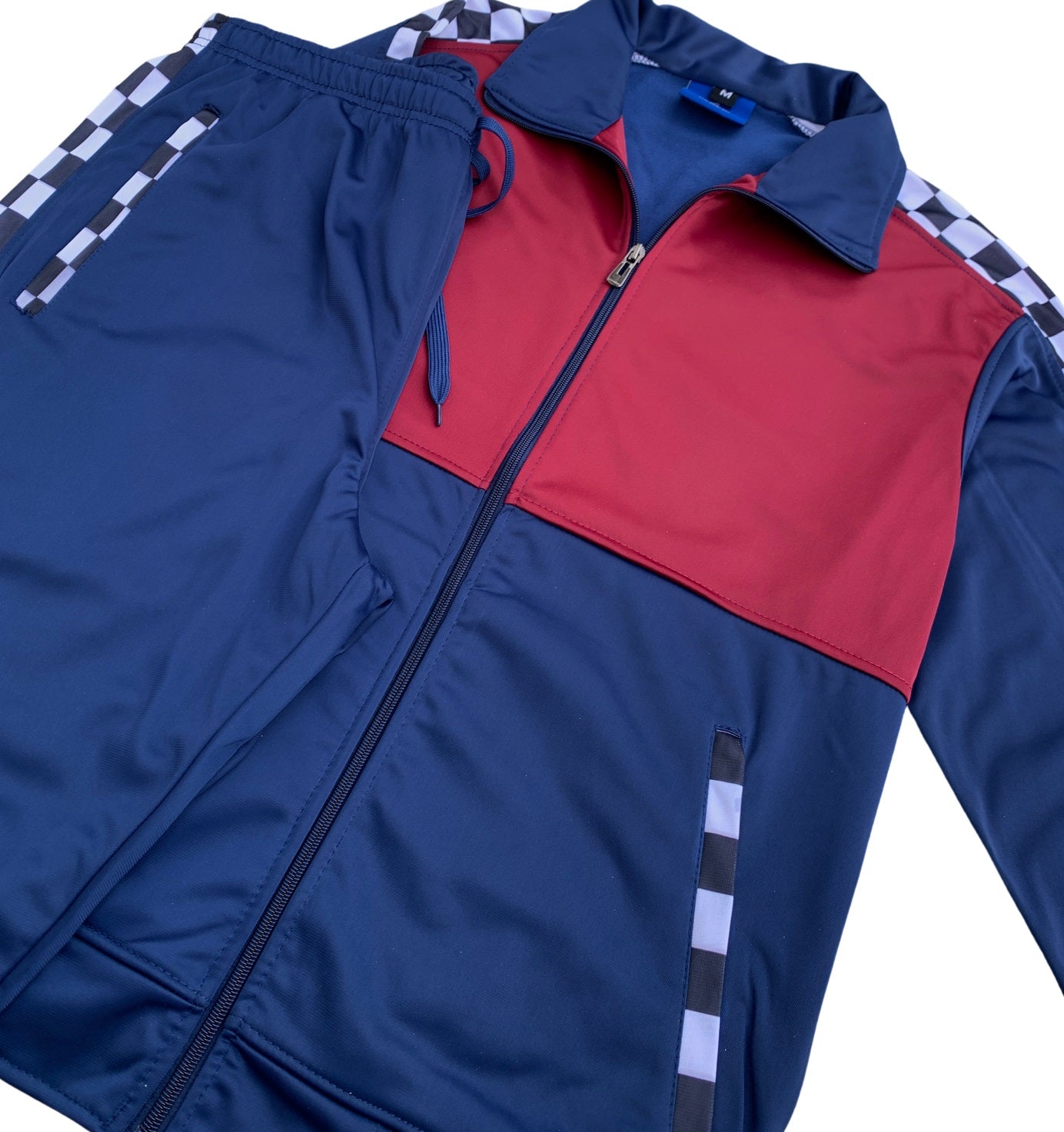 Men’s Checker box Jogger Tracksuit 2-piece Jogging Suit Track Jacket & Track pants Matching Suit