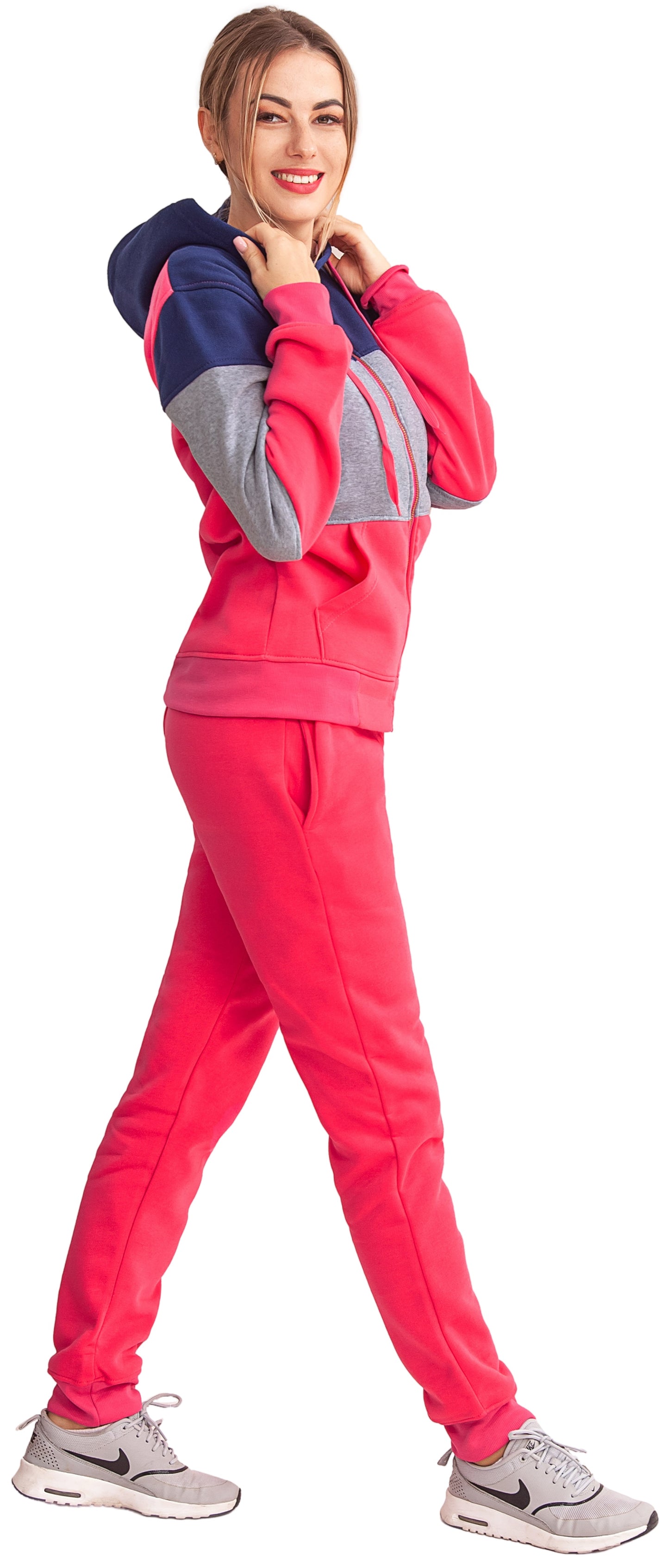 Royal Threads Canada Women's ColorBlock Fleece SweatJacket and Jogger Sweatpants 2-Piece Fleece Suit