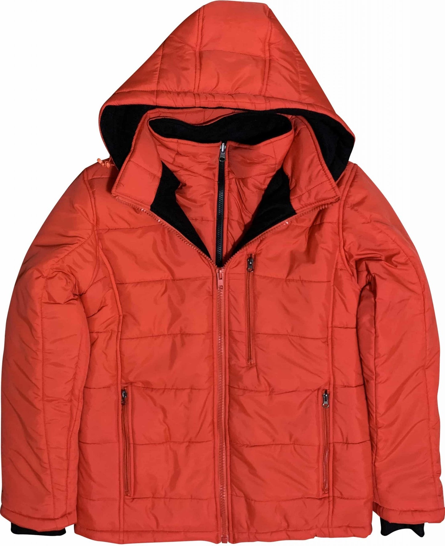 Men's Heavy Padded Full Fleece Insulated Negative Degree Winter Coat Jacket (Removable Storm Hood)