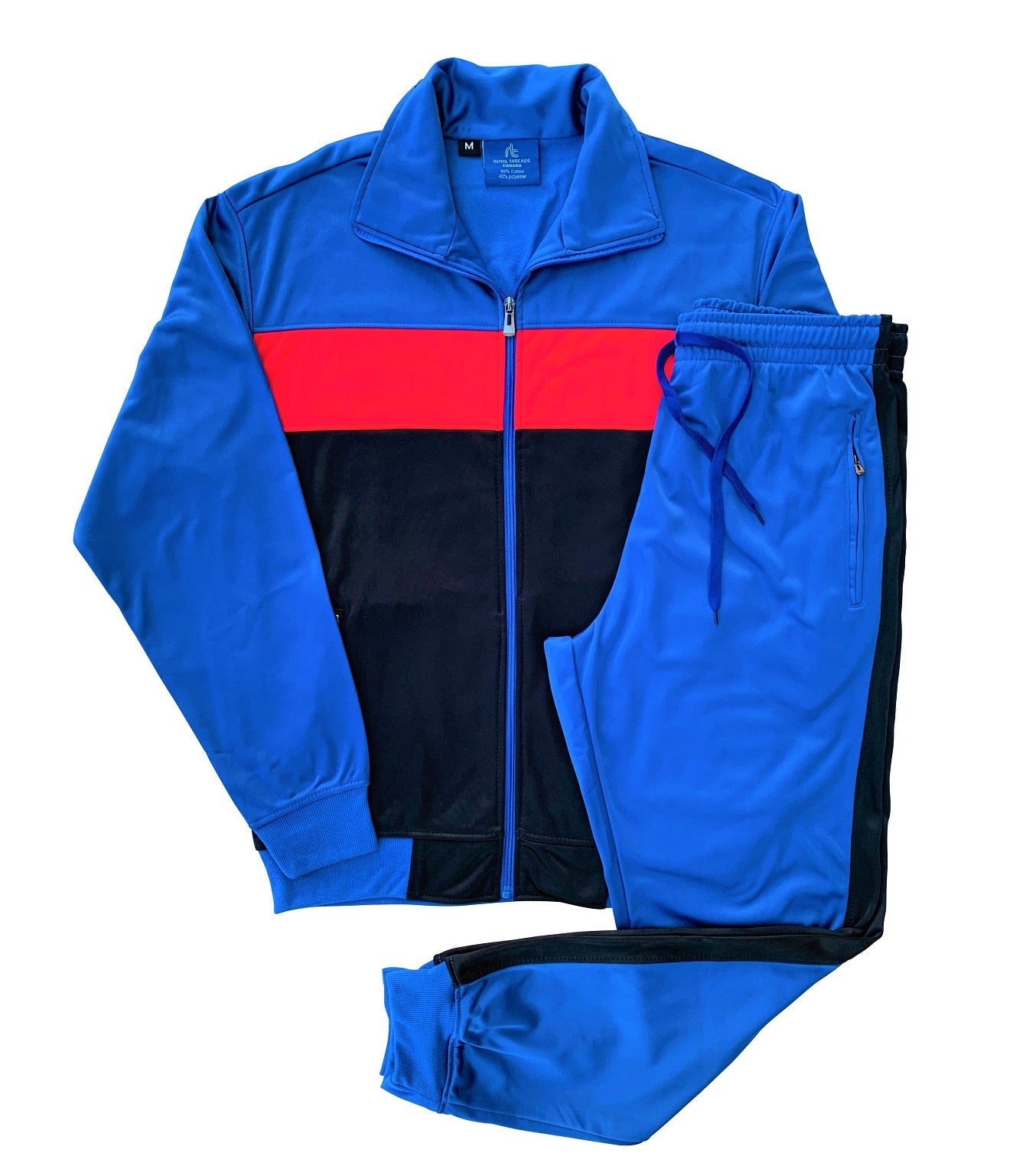 Men’s 2-Piece Tracksuit Track Jacket Trackpants Coral Blocks Jogging Suit