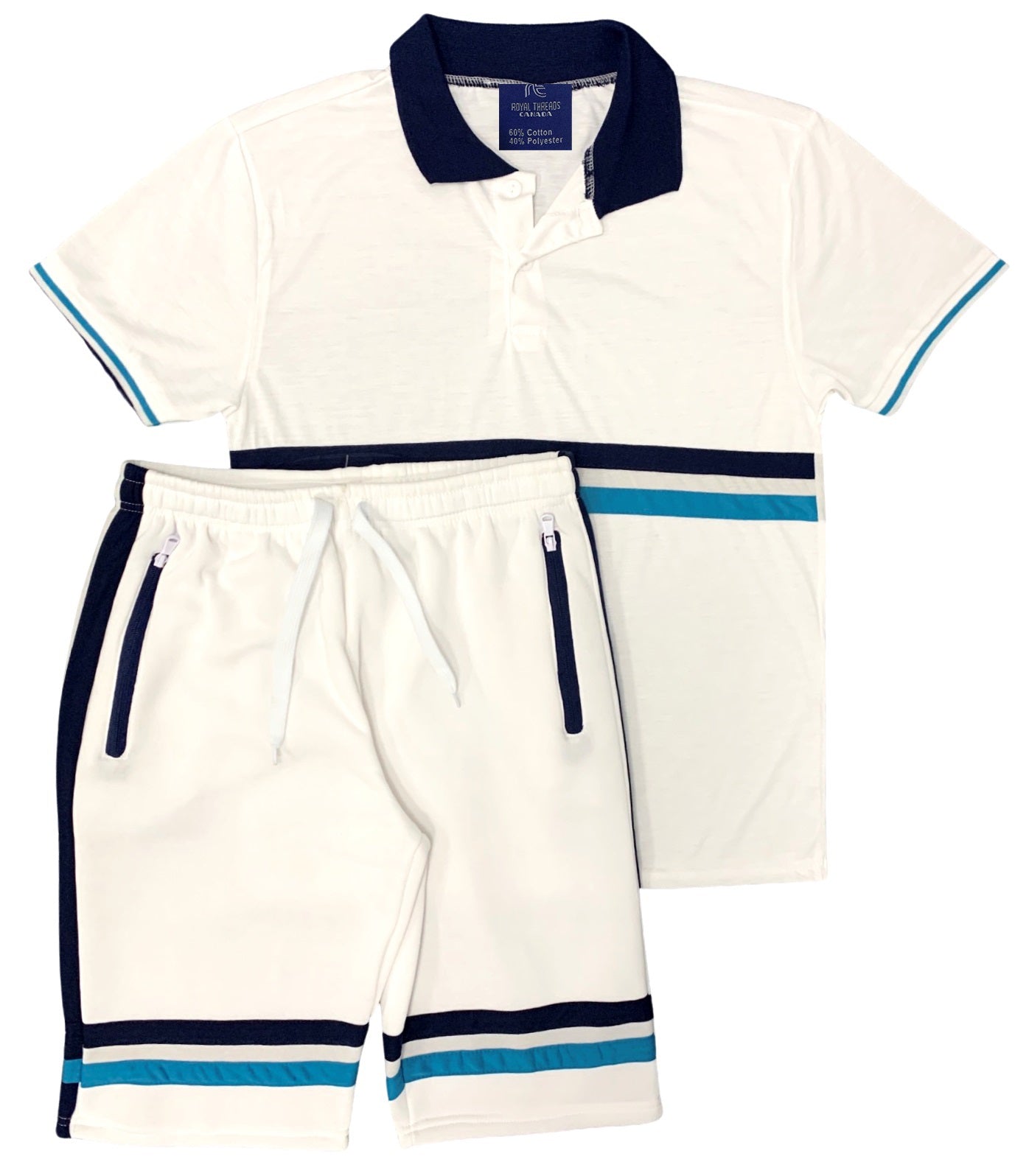 Men’s Polo Shirt 2-Piece Short Set & Soft Fleece Summer Shorts Matching Outfit